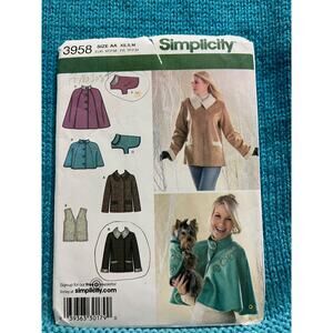 McCalls 3958 pattern capelet jacket matching dog vest coat Size XS S M